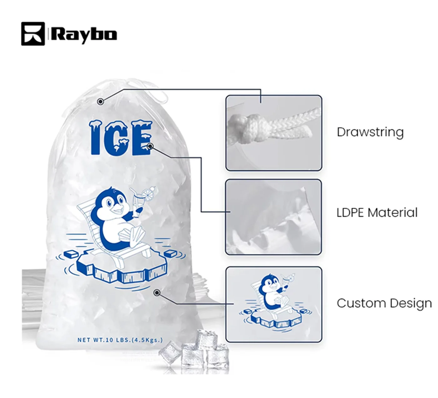 ice bag with drawstring