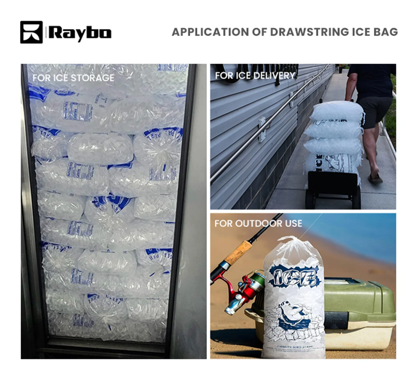 plastic ice bags with drawstring closure